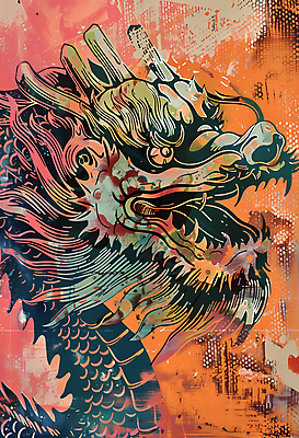 JPG 일러스트 사람없음 컬러풀 십이지신 용 팝아트 국내일러스트 AI일러스트 AI콘텐츠 컬러 그림 파일형식