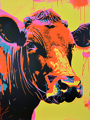 JPG 일러스트 사람없음 컬러풀 십이지신 소 팝아트 국내일러스트 AI일러스트 AI콘텐츠 컬러 포유류 그림 파일형식