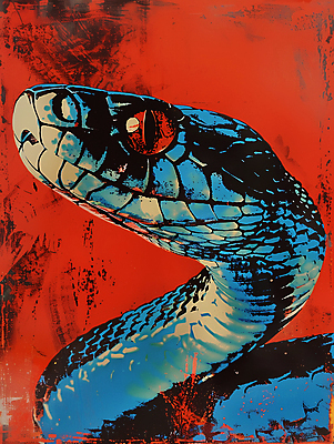 JPG 일러스트 사람없음 컬러풀 십이지신 뱀 팝아트 국내일러스트 AI일러스트 AI콘텐츠 컬러 파충류 그림 파일형식