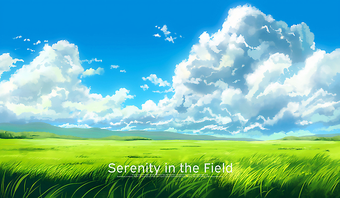 PSD 구름 일러스트 자연 하늘 수채화 풍경 잔디 초원 사람없음 맑음 그림 카피스페이스 국내일러스트 자연요소 식물 날씨 공백 생태계 파일형식