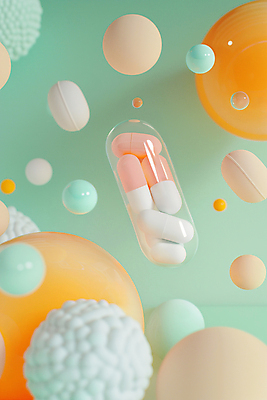 JPG 편집이미지 패턴 의학 사람없음 알약 3D 화려 입체 민트색 영양제 치료제 편집소스 편집3D AI컴퓨터그래픽 AI콘텐츠 컬러 컨셉 무늬 약 디지털합성 파일형식