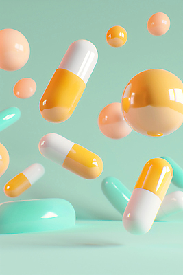 JPG 편집이미지 패턴 의학 사람없음 알약 3D 화려 입체 민트색 영양제 치료제 편집소스 편집3D AI컴퓨터그래픽 AI콘텐츠 컬러 컨셉 무늬 약 디지털합성 파일형식
