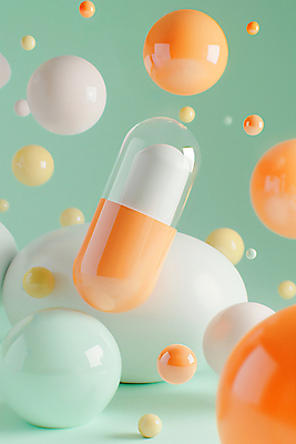 JPG 편집이미지 패턴 의학 사람없음 알약 3D 화려 입체 민트색 영양제 치료제 편집소스 편집3D AI컴퓨터그래픽 AI콘텐츠 컬러 컨셉 무늬 약 디지털합성 파일형식