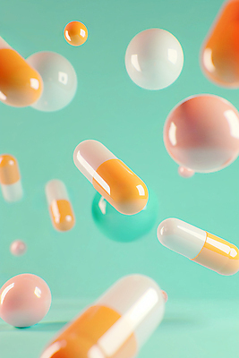 JPG 편집이미지 패턴 의학 사람없음 알약 3D 화려 입체 민트색 영양제 치료제 편집소스 편집3D AI컴퓨터그래픽 AI콘텐츠 컬러 컨셉 무늬 약 디지털합성 파일형식