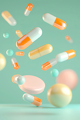JPG 편집이미지 패턴 의학 사람없음 알약 3D 화려 입체 민트색 영양제 치료제 편집소스 편집3D AI컴퓨터그래픽 AI콘텐츠 컬러 컨셉 무늬 약 디지털합성 파일형식