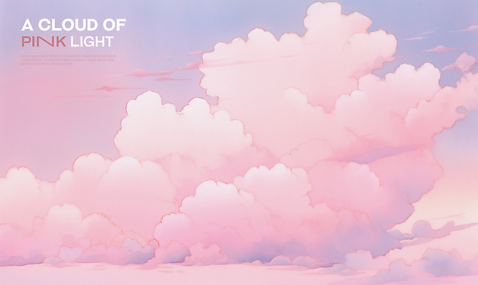 PSD 구름 분홍색 일러스트 하늘 수채화 풍경 사람없음 노을 몽환 국내일러스트 자연요소 컬러 컨셉 파일형식