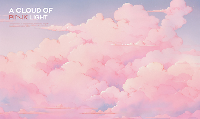 PSD 구름 분홍색 일러스트 하늘 수채화 풍경 사람없음 노을 몽환 국내일러스트 자연요소 컬러 컨셉 파일형식