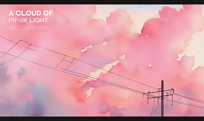 PSD 구름 분홍색 일러스트 하늘 수채화 풍경 사람없음 노을 몽환 국내일러스트 자연요소 컬러 컨셉 파일형식