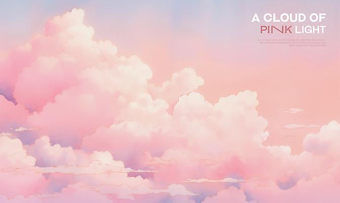 PSD 구름 분홍색 일러스트 하늘 수채화 풍경 사람없음 노을 몽환 국내일러스트 자연요소 컬러 컨셉 파일형식