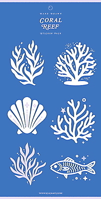 바다 스티커 일러스트 자연 아침 조개 새해 어류 풍경 해변 사람없음 파란색 반짝임 일출 주황색 흰색 수중식물 산호 산호초 연하장 국내일러스트 AI파일 주간 식물 컬러 모션 어패류 카드_감사 노을 수중동물 자포동물 생태계 파일형식 벡터