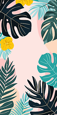 디자인 꽃 세로배너 분홍색 패턴 일러스트 자연 프레임 사람없음 세로 야자수잎 카피스페이스 국내일러스트 AI파일 식물 배너 컬러 잎 무늬 공백 생태계 파일형식 벡터