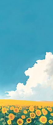JPG 구름 백그라운드 꽃밭 일러스트 자연 하늘 해바라기 풍경 초원 사람없음 여름 분위기 국내일러스트 AI일러스트 AI콘텐츠 자연요소 계절 꽃 컨셉 생태계 파일형식