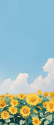 JPG 구름 백그라운드 꽃밭 일러스트 자연 하늘 해바라기 풍경 초원 사람없음 여름 분위기 국내일러스트 AI일러스트 AI콘텐츠 자연요소 계절 꽃 컨셉 생태계 파일형식