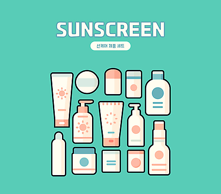 일러스트 사람없음 여름 뷰티 화장품 보호 선크림 피부관리 로션 스킨케어 민트색 보습 국내일러스트 AI파일 계절 컬러 컨셉 파일형식 벡터