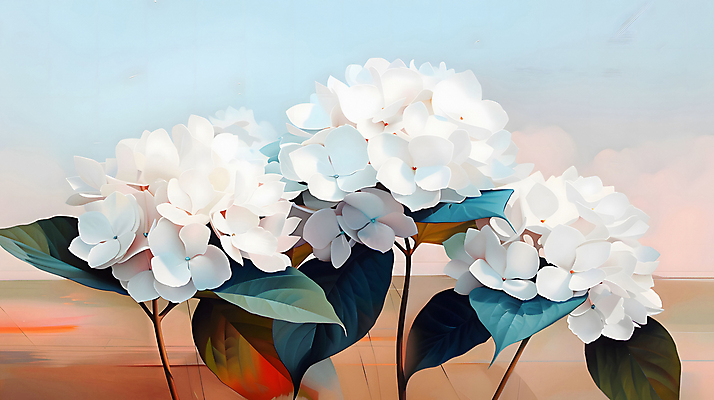 JPG 편집이미지 예술 잎 자연 사람없음 분위기 수국 편집실사 AI컴퓨터그래픽 AI콘텐츠 식물 꽃 컨셉 CG 생태계 파일형식