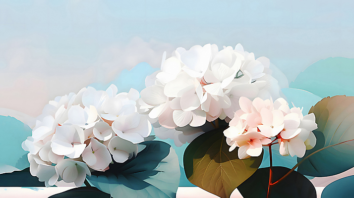 JPG 편집이미지 예술 잎 자연 사람없음 분위기 수국 편집실사 AI컴퓨터그래픽 AI콘텐츠 식물 꽃 컨셉 CG 생태계 파일형식