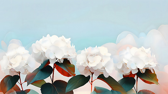 JPG 편집이미지 예술 잎 자연 사람없음 분위기 수국 편집실사 AI컴퓨터그래픽 AI콘텐츠 식물 꽃 컨셉 CG 생태계 파일형식