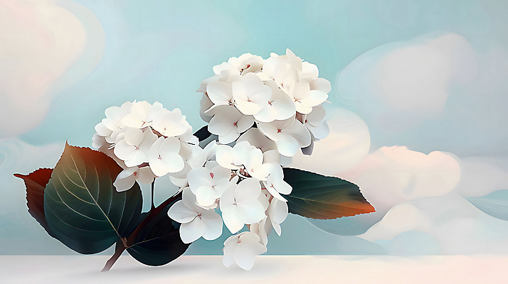 JPG 편집이미지 예술 잎 자연 사람없음 분위기 수국 편집실사 AI컴퓨터그래픽 AI콘텐츠 식물 꽃 컨셉 CG 생태계 파일형식