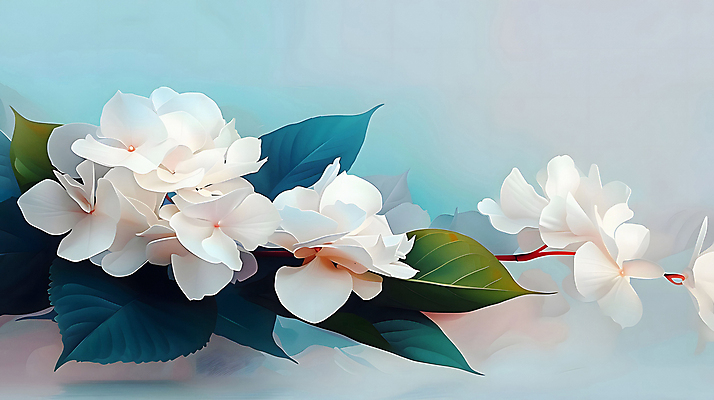 JPG 편집이미지 예술 잎 자연 사람없음 분위기 수국 편집실사 AI컴퓨터그래픽 AI콘텐츠 식물 꽃 컨셉 CG 생태계 파일형식