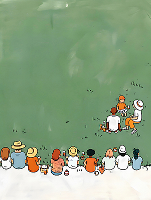 JPG 모자 여자 남자 일러스트 휴식 잔디 초원 여러명 성인 초록색 여름 소풍 바구니 평화 아기 도시락 국내일러스트 AI일러스트 AI콘텐츠 식물 잡화 계절 음식 컬러 다수 컨셉 사람 야외활동 파일형식