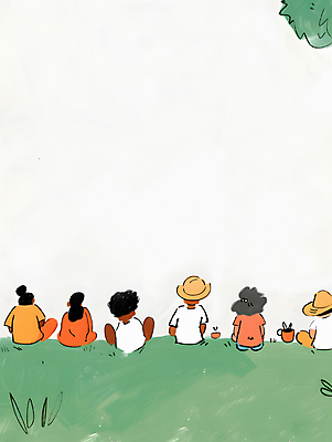 JPG 모자 여자 남자 일러스트 휴식 잔디 초원 여러명 성인 초록색 여름 소풍 평화 성인만 국내일러스트 AI일러스트 AI콘텐츠 식물 잡화 계절 컬러 다수 컨셉 사람 야외활동 파일형식