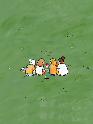 JPG 접시 여자 일러스트 휴식 잔디 초원 여러명 성인 초록색 여름 소풍 평화 성인여자만 국내일러스트 AI일러스트 AI콘텐츠 식물 식기 계절 컬러 다수 컨셉 사람 야외활동 여자만 성인만 파일형식