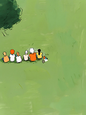 JPG 여자 남자 일러스트 휴식 잔디 초원 여러명 성인 초록색 여름 소풍 평화 성인만 국내일러스트 AI일러스트 AI콘텐츠 식물 계절 컬러 다수 컨셉 사람 야외활동 파일형식