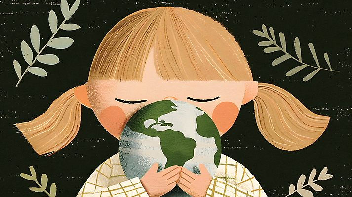 JPG 여자 지구 어린이 일러스트 안기 자연 한명 들기 소녀 평화 자연보호 눈감음 풀잎 보호 에코 친환경 소녀한명만 국내일러스트 AI일러스트 AI콘텐츠 1 컨셉 잎 모션 사람 환경 풀_식물 생태계 여자한명만 소녀만 파일형식