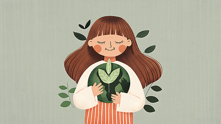 JPG 여자 지구 어린이 일러스트 안기 자연 한명 들기 소녀 초록색 평화 자연보호 눈감음 풀잎 보호 에코 소녀한명만 국내일러스트 AI일러스트 AI콘텐츠 1 컬러 컨셉 잎 모션 사람 환경 풀_식물 생태계 여자한명만 소녀만 파일형식