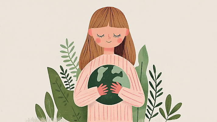 JPG 여자 지구 어린이 일러스트 안기 자연 한명 들기 소녀 초록색 평화 자연보호 눈감음 풀잎 보호 에코 소녀한명만 국내일러스트 AI일러스트 AI콘텐츠 1 컬러 컨셉 잎 모션 사람 환경 풀_식물 생태계 여자한명만 소녀만 파일형식