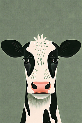 JPG 일러스트 사람없음 초록색 귀여움 목장 젖소 국내일러스트 AI일러스트 AI콘텐츠 컬러 컨셉 소 파일형식