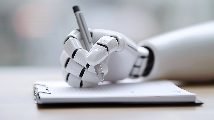 JPG 편집이미지 손 과학 미래 기술 사람없음 펜 디지털 기계 기록 업무 작가 로봇 혁명 로봇팔 서류판 자동화 AI_인공지능 편집실사 AI포토 AI콘텐츠 직업 컨셉 신체부위 필기구 사무용품 작업 CG 파일형식