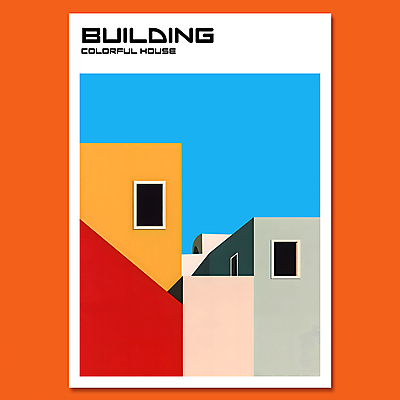 PSD 편집이미지 건축물 디자인 현대건축 포스터 창문 주택 사람없음 컬러풀 구조물 모던 심플 미니멀 이미지편집 건축 컬러 건물 파일형식