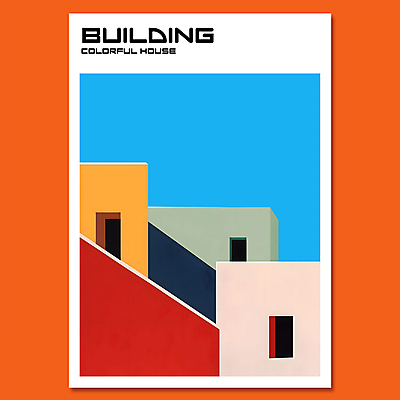 PSD 편집이미지 건축물 디자인 현대건축 포스터 창문 주택 사람없음 컬러풀 구조물 모던 심플 미니멀 이미지편집 건축 컬러 건물 파일형식