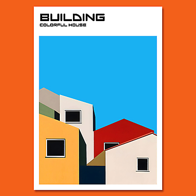 PSD 편집이미지 건축물 디자인 현대건축 포스터 창문 주택 사람없음 컬러풀 구조물 모던 심플 미니멀 이미지편집 건축 컬러 건물 파일형식