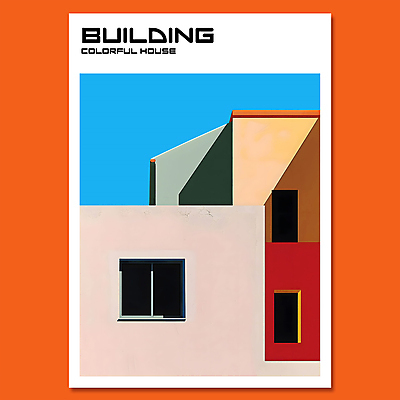 PSD 편집이미지 건축물 디자인 현대건축 포스터 창문 주택 사람없음 컬러풀 구조물 모던 심플 미니멀 이미지편집 건축 컬러 건물 파일형식