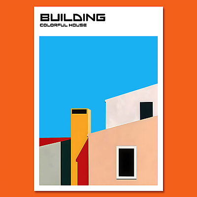 PSD 편집이미지 건축물 디자인 현대건축 포스터 창문 주택 사람없음 컬러풀 구조물 모던 심플 미니멀 이미지편집 건축 컬러 건물 파일형식