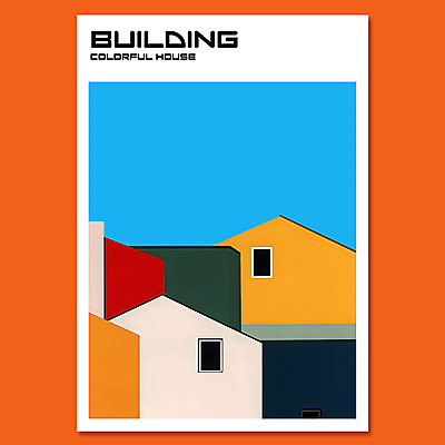 PSD 편집이미지 건축물 디자인 현대건축 포스터 창문 주택 사람없음 컬러풀 구조물 모던 심플 미니멀 이미지편집 건축 컬러 건물 파일형식