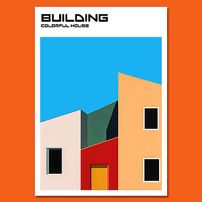 PSD 편집이미지 건축물 디자인 현대건축 포스터 창문 주택 사람없음 컬러풀 구조물 모던 심플 미니멀 이미지편집 건축 컬러 건물 파일형식