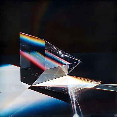 JPG 편집이미지 무지개 유리 사람없음 빛 반짝임 컬러풀 반사 투명 화려 삼각형 스펙트럼 프리즘 디지털아트 편집실사 AI포토 AI콘텐츠 자연요소 도형 컬러 컨셉 모션 재질 CG 광학기기 파일형식