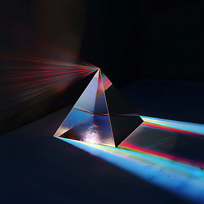 JPG 편집이미지 무지개 유리 사람없음 빛 반짝임 컬러풀 반사 투명 화려 삼각형 스펙트럼 프리즘 디지털아트 편집실사 AI포토 AI콘텐츠 자연요소 도형 컬러 컨셉 모션 재질 CG 광학기기 파일형식