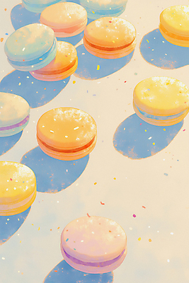 JPG 일러스트 그림자 사람없음 컬러풀 달콤 마카롱 스프링클 국내일러스트 AI일러스트 AI콘텐츠 컬러 디저트 장식 맛 파일형식