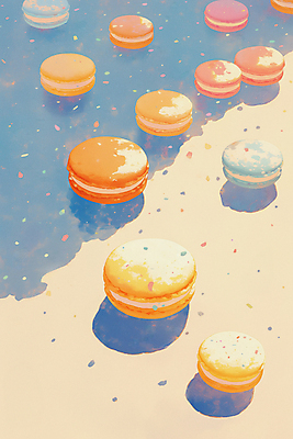 JPG 일러스트 그림자 사람없음 컬러풀 달콤 마카롱 스프링클 국내일러스트 AI일러스트 AI콘텐츠 컬러 디저트 장식 맛 파일형식