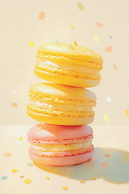 JPG 분홍색 일러스트 그림자 사람없음 노란색 쌓기 달콤 마카롱 국내일러스트 AI일러스트 AI콘텐츠 컬러 모션 디저트 맛 파일형식