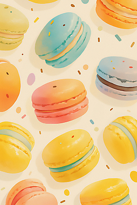 JPG 일러스트 사람없음 컬러풀 달콤 마카롱 스프링클 국내일러스트 AI일러스트 AI콘텐츠 컬러 디저트 장식 맛 파일형식