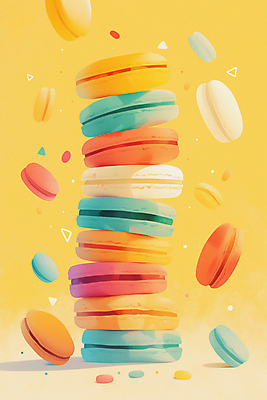 JPG 일러스트 사람없음 컬러풀 쌓기 달콤 마카롱 스프링클 국내일러스트 AI일러스트 AI콘텐츠 컬러 모션 디저트 장식 맛 파일형식