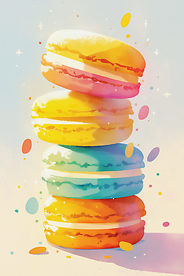 JPG 일러스트 사람없음 컬러풀 쌓기 달콤 마카롱 스프링클 국내일러스트 AI일러스트 AI콘텐츠 컬러 모션 디저트 장식 맛 파일형식