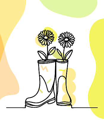 디자인 꽃 무늬 일러스트 장화 사람없음 장식 라인아트 오브젝트 한켤레 국내일러스트 AI파일 식물 1 선 신발 파일형식 벡터