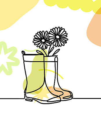 디자인 꽃 무늬 일러스트 장화 사람없음 장식 라인아트 오브젝트 한켤레 국내일러스트 AI파일 식물 1 선 신발 파일형식 벡터