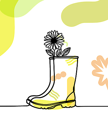 디자인 꽃 무늬 일러스트 장화 사람없음 장식 라인아트 오브젝트 한켤레 국내일러스트 AI파일 식물 1 선 신발 파일형식 벡터